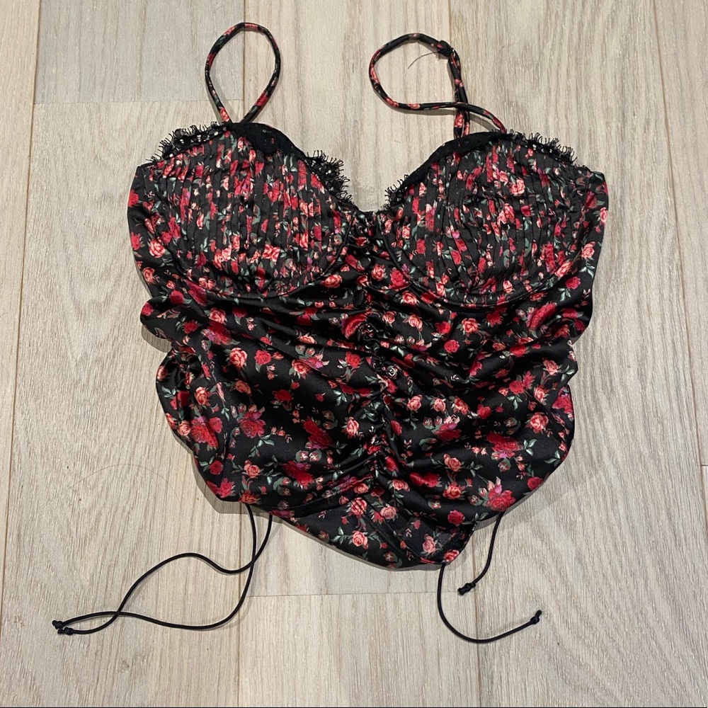 For love and lemons black and pink melrose top